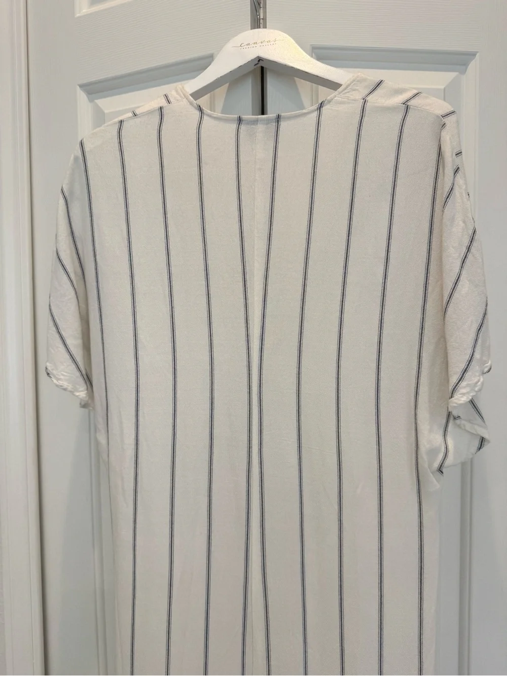 Show Me Your MuMu White Striped V-Neck Knot-Front Coverup